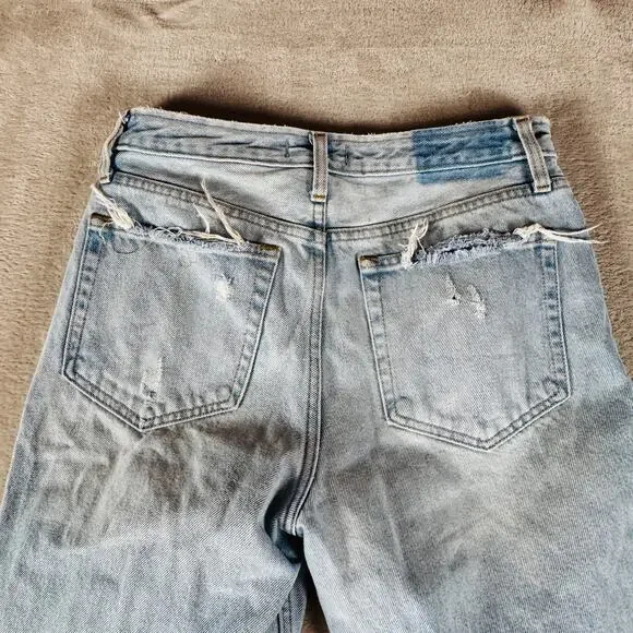 Abercrombie & Fitch Jeans Womens 28/6 Light Wash Blue Denim Distressed Mom Jean - Picture 8 of 12